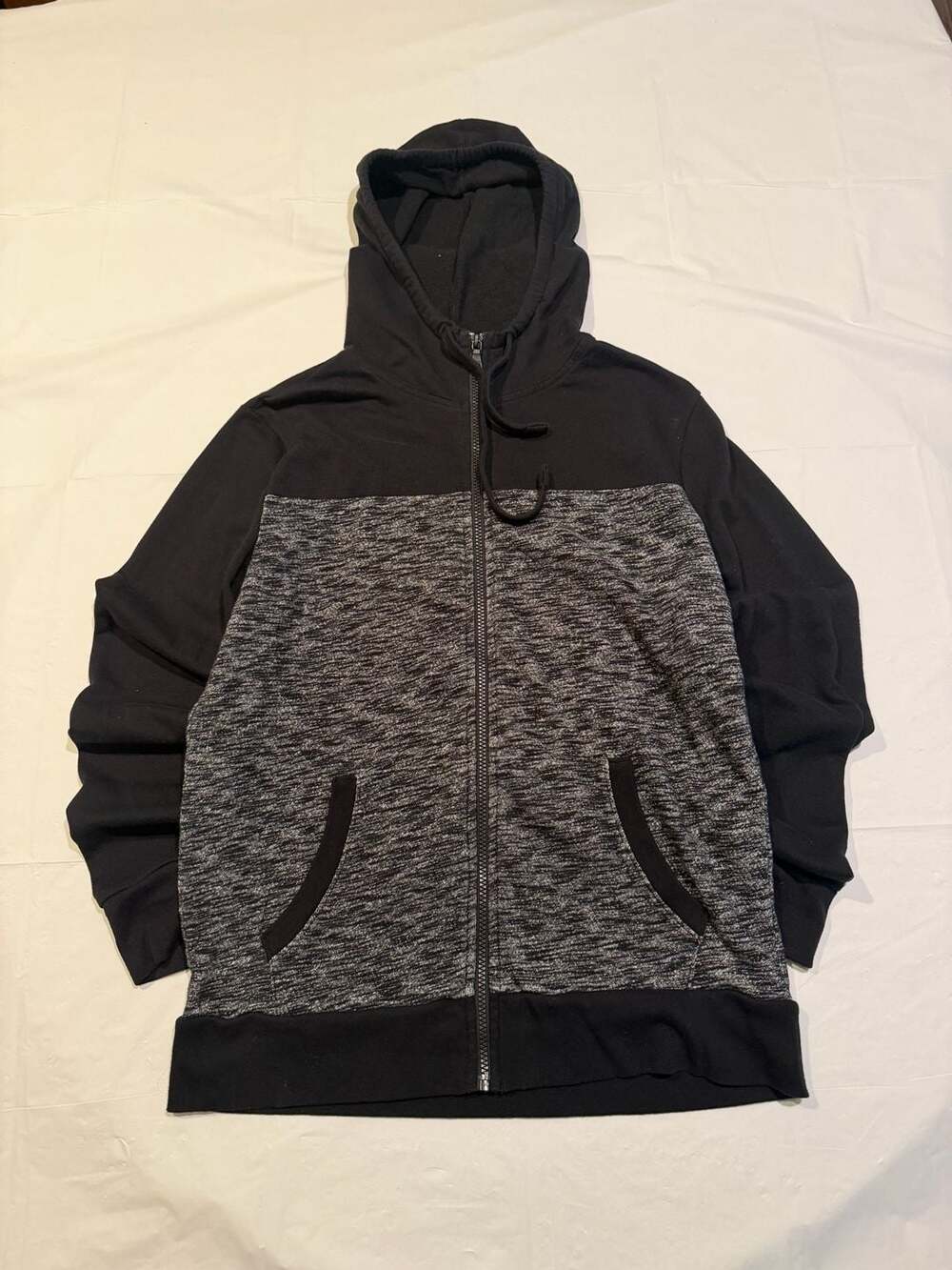 Express Men's Colorblock Full-Zip Hooded Sweatshirt Black and Grey